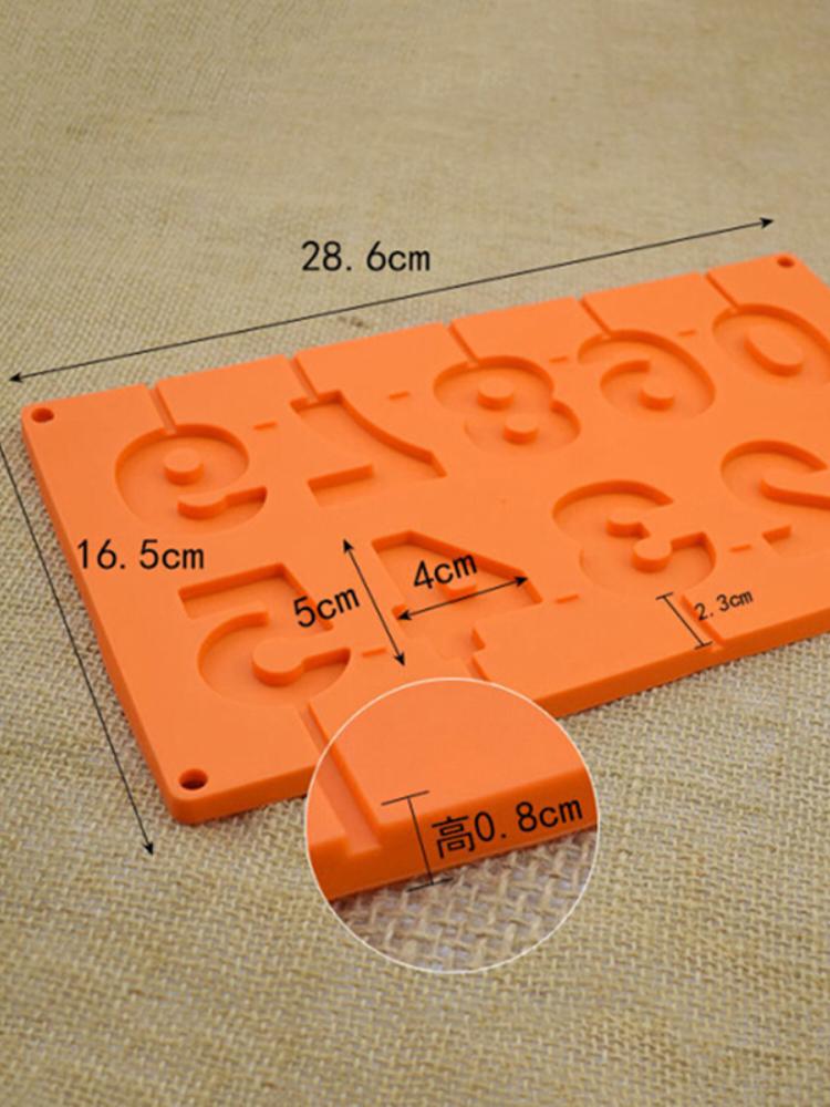 Aomily-Silicone Lollipop Mold, DIY Bakeware, 3D Handmade Pop Sucker Sticks, Lolly Candy Chocolate with Stick Shape, 0-9 Numbers