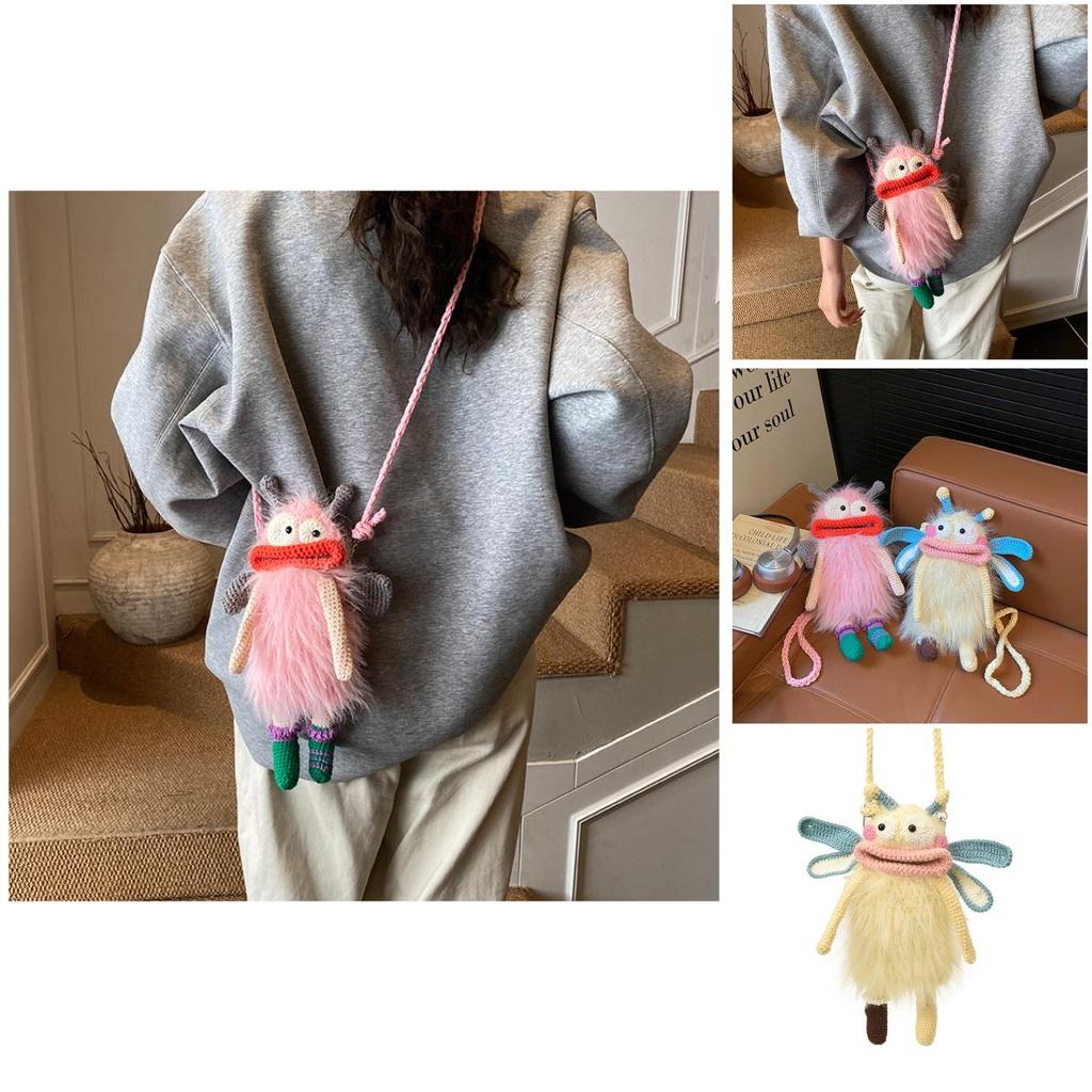 Funny Big Mouth Woven Crossbody Bag For Daily Casual Wear
