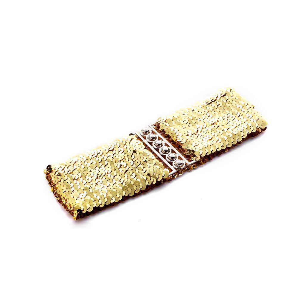 Elastic Sequin Stretch Belly Wide Buckle Belt Waistband