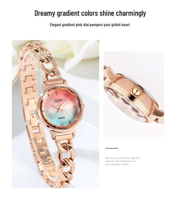 Gedi Fashion Gradient Dial Women's Denim Chain Waterproof Quartz Watch