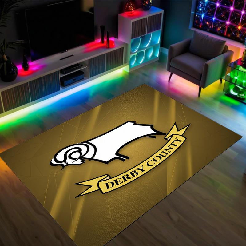Derby County Design Crystal Velvet Carpet Cozy Non?Slip Printed Rug For Bedroom Living Room Entrance