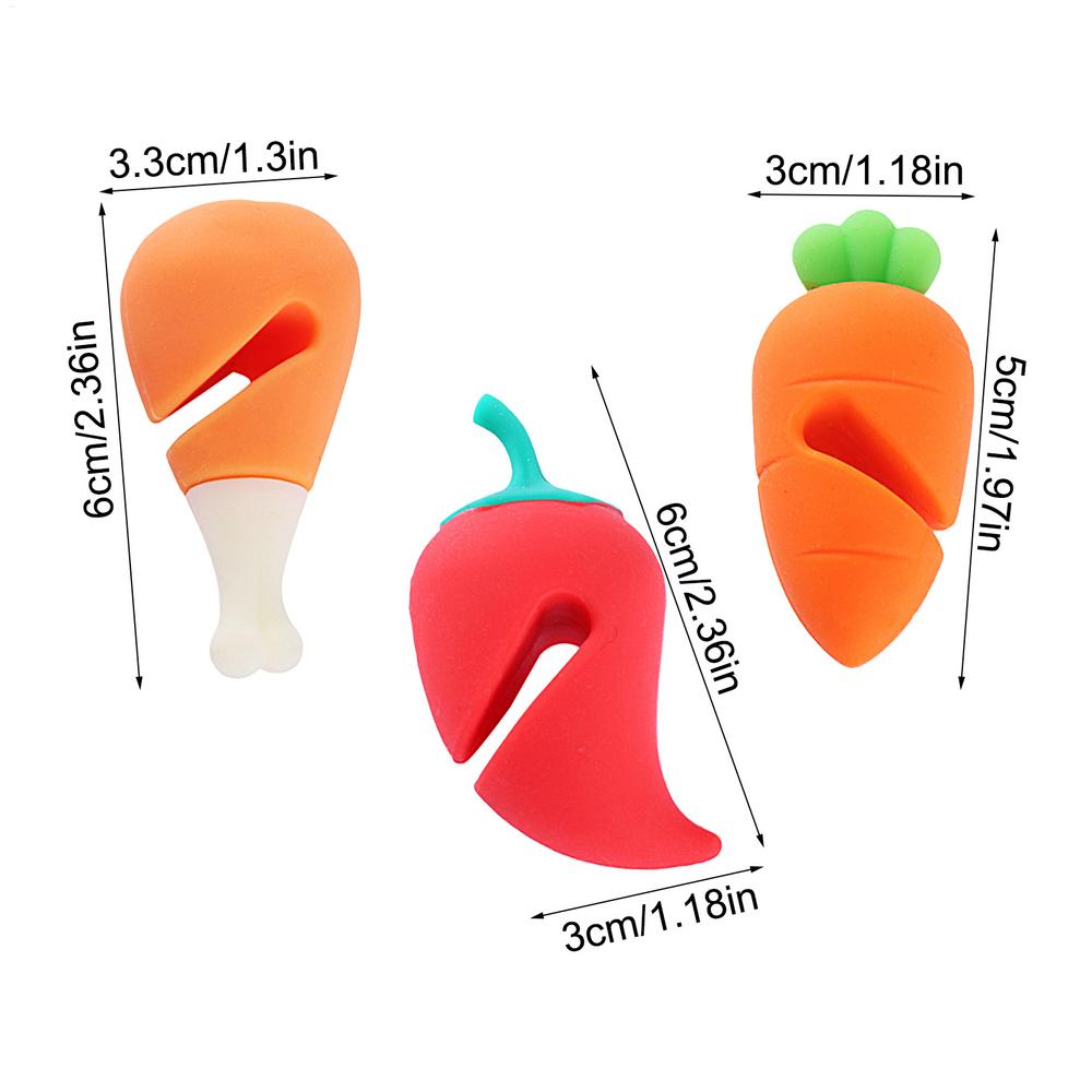 

3Pcs Silicone Pot Lid Anti-spill Rack Heat-Resistant Pot Lid Lifter Chili Peppers / Chicken Legs/ Carrots Shape Pot Cover holder
