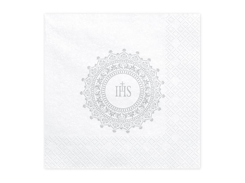 Communion Napkins Ihs 33X33Cm Silver 20 Pcs