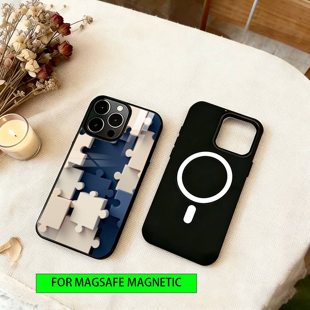 Puzzle piece Phone Case For iPhone17,16,15,14,13,12,11 Plus,Pro Magnetic with Magsafe Wireless Charging