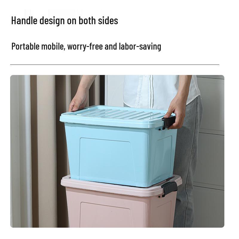 Wheeled Plastic Organizer Box with Lid for Clothes and Toys