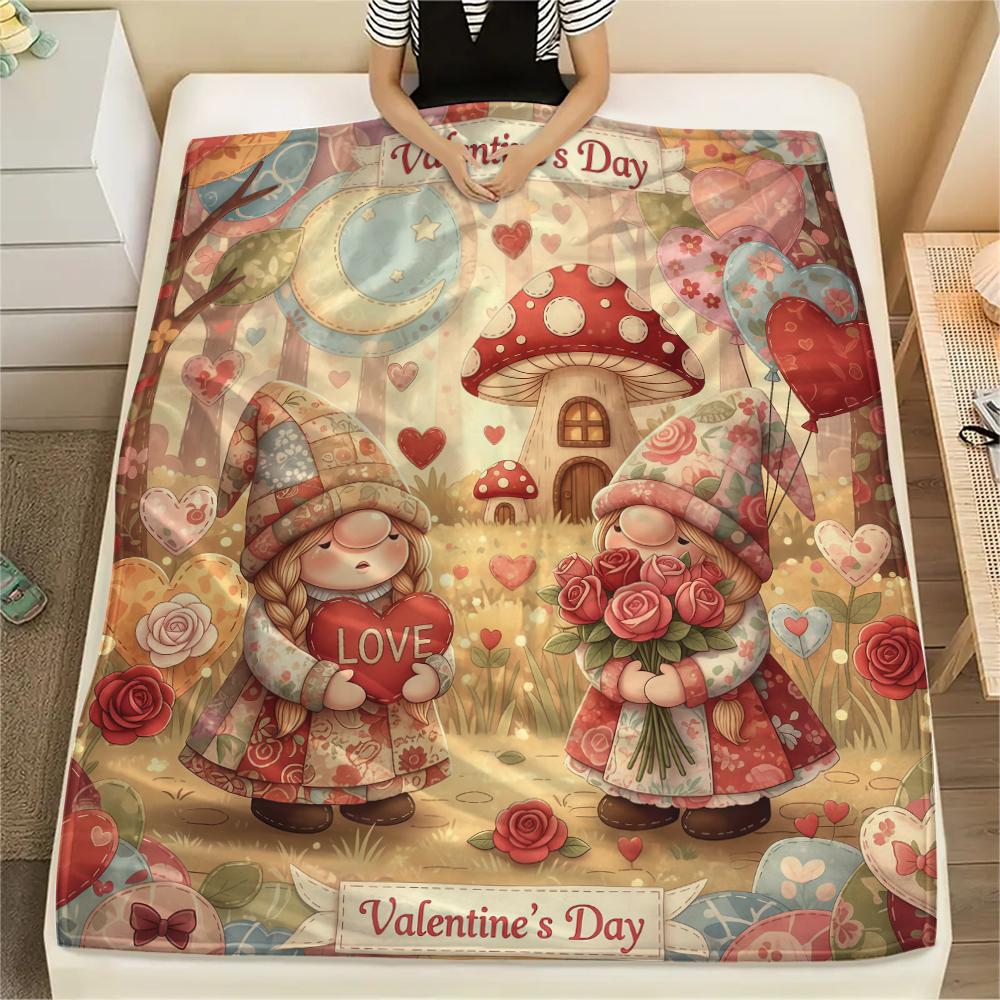 1 Stück Valentinstag Druck Flanelldecke, Hohe Qualität, Bequem für Alle Jahreszeiten, Heimdekoration, Perfekt für Weihnachten, Geburtstagsgeschenk