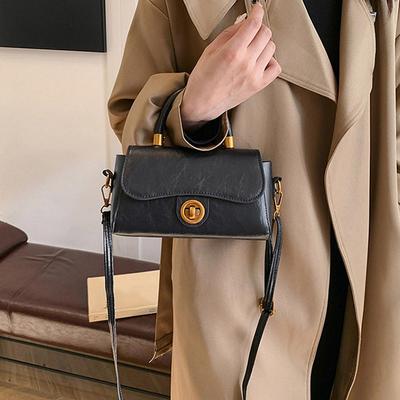 Autumn-Winter Small Square Shoulder Bag Elegant Vintage Fashion Crossbody Bag Daily Commuters PU Leather Casual Handbag