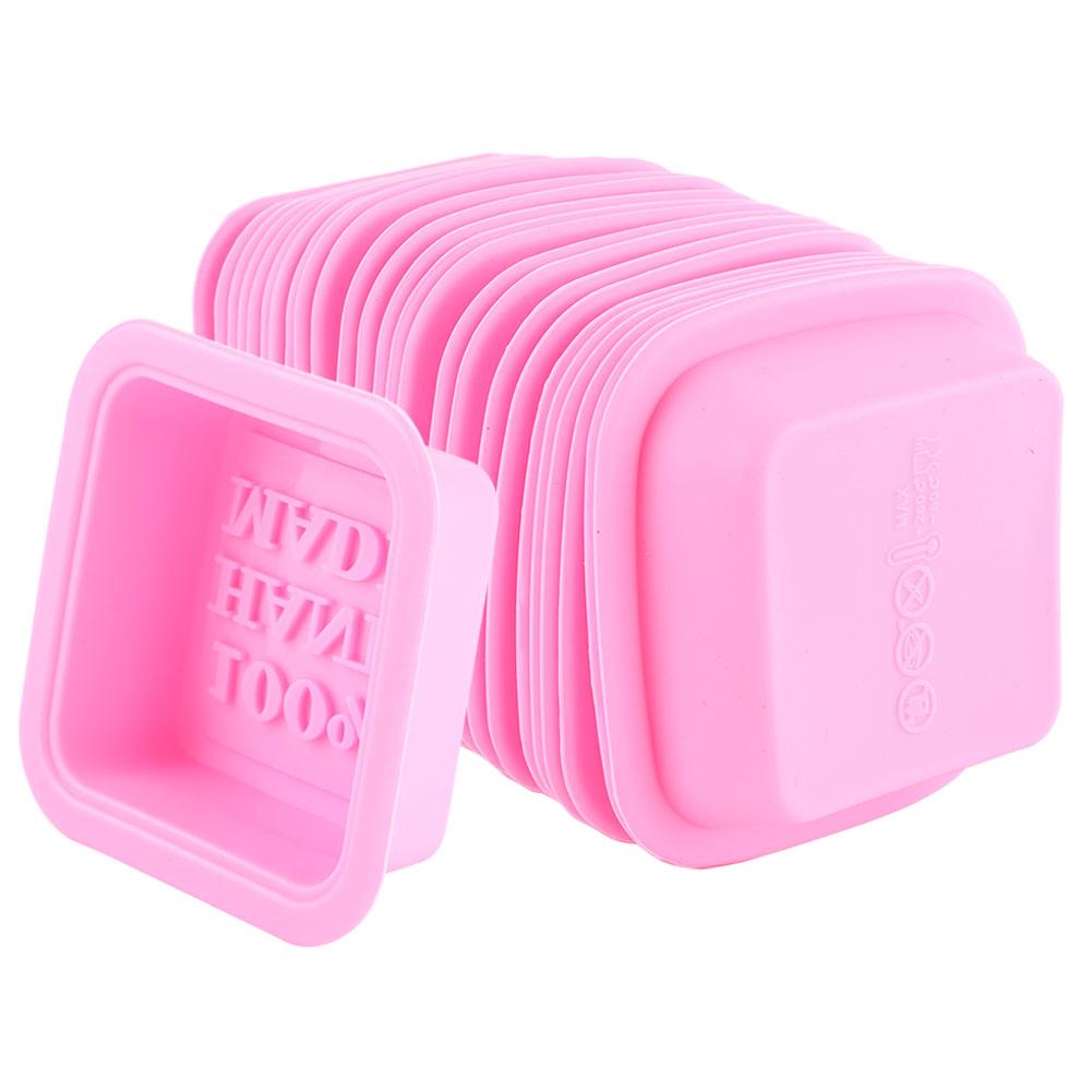 25PCS DIY Handmade Silicone Soap Mold Multifunction Candle Molds Cake Making Baking Mould(Pink )