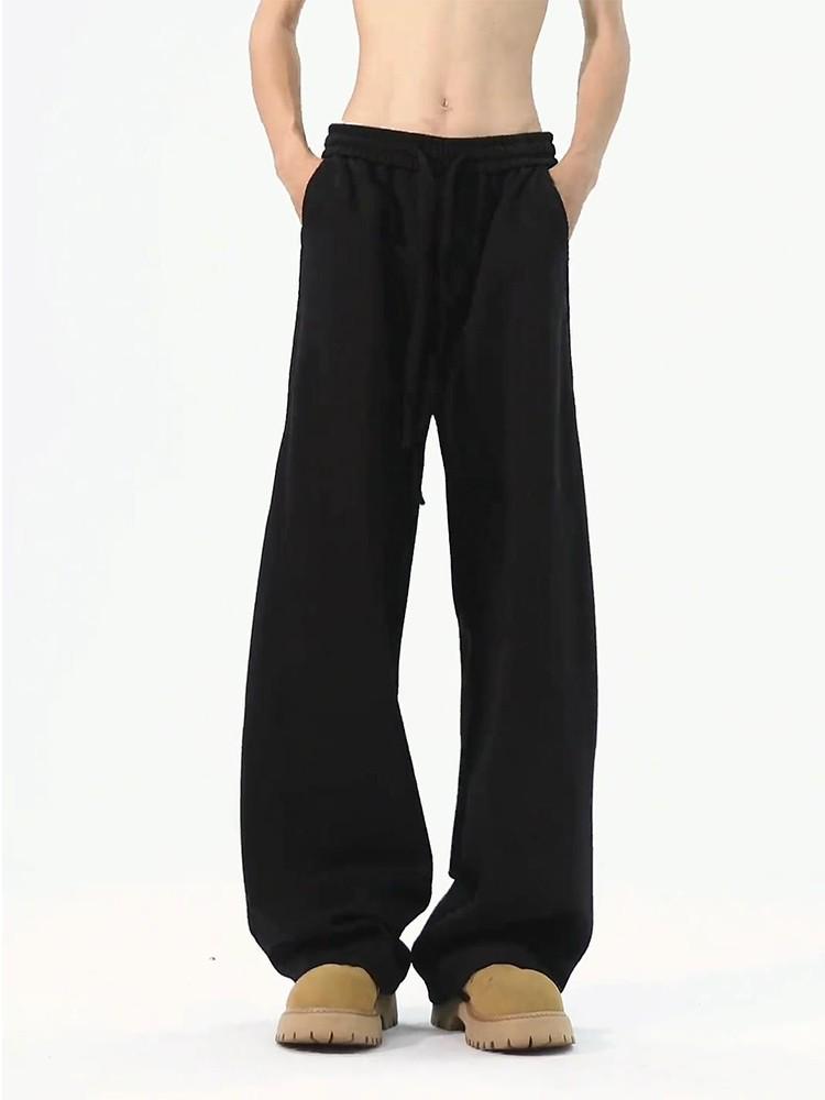 Black Machete Men's Wide-Leg Sweatpants – Autumn/Winter Drape Style, CleanFit Casual Trousers