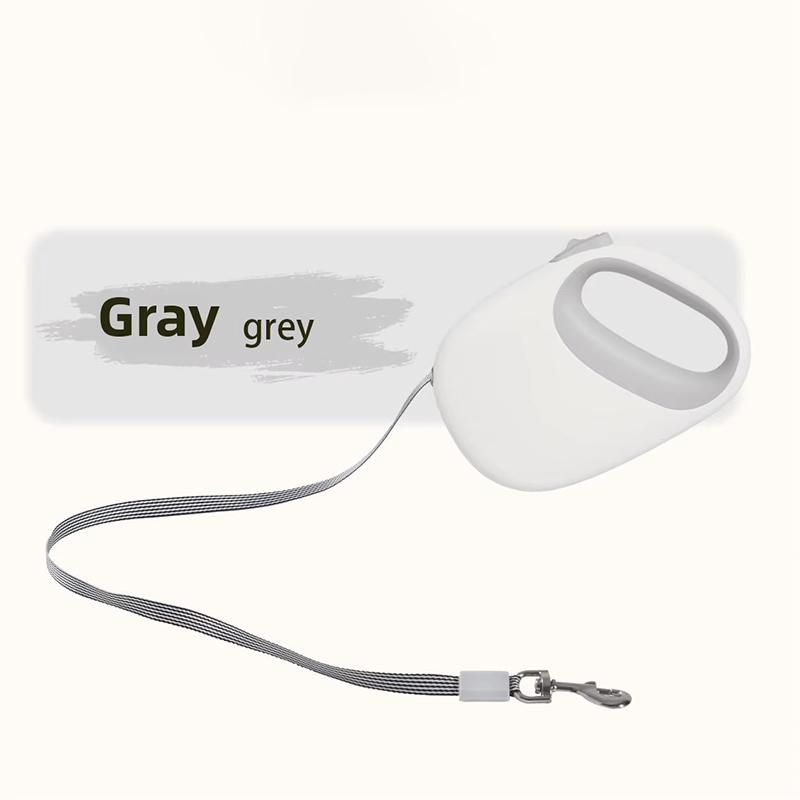 Heavy Duty Retractable Dog Leash with Safety Reflective Stripes for Large Dogs-Nylon Pet Accessories Dog Leash (Gray,5 meters) серый