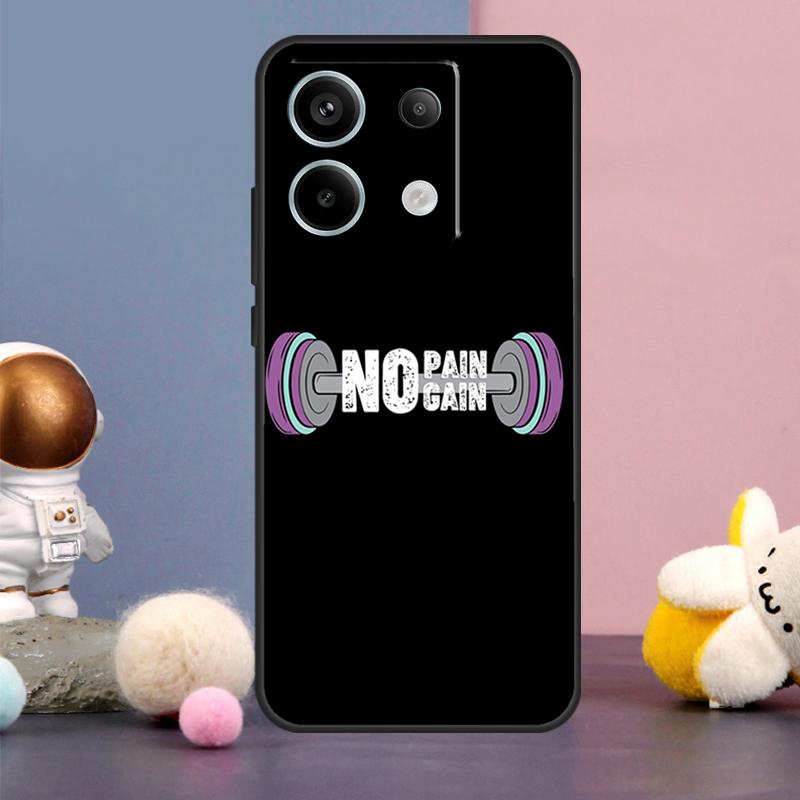 No Pain No Gain Gym Case For Xiaomi Redmi Note 13 9 10 11 12 14 15 Pro Plus Redmi 15 15C 14C 10C 12C 13C Cover
