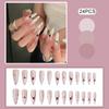 Pink White Long Fake Nails with Line Print Durable & Never Splitting Comfort Fake Nails for Working Dating or Partying