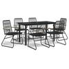 7 Piece Outdoor Dining Set Black PVC Rattan