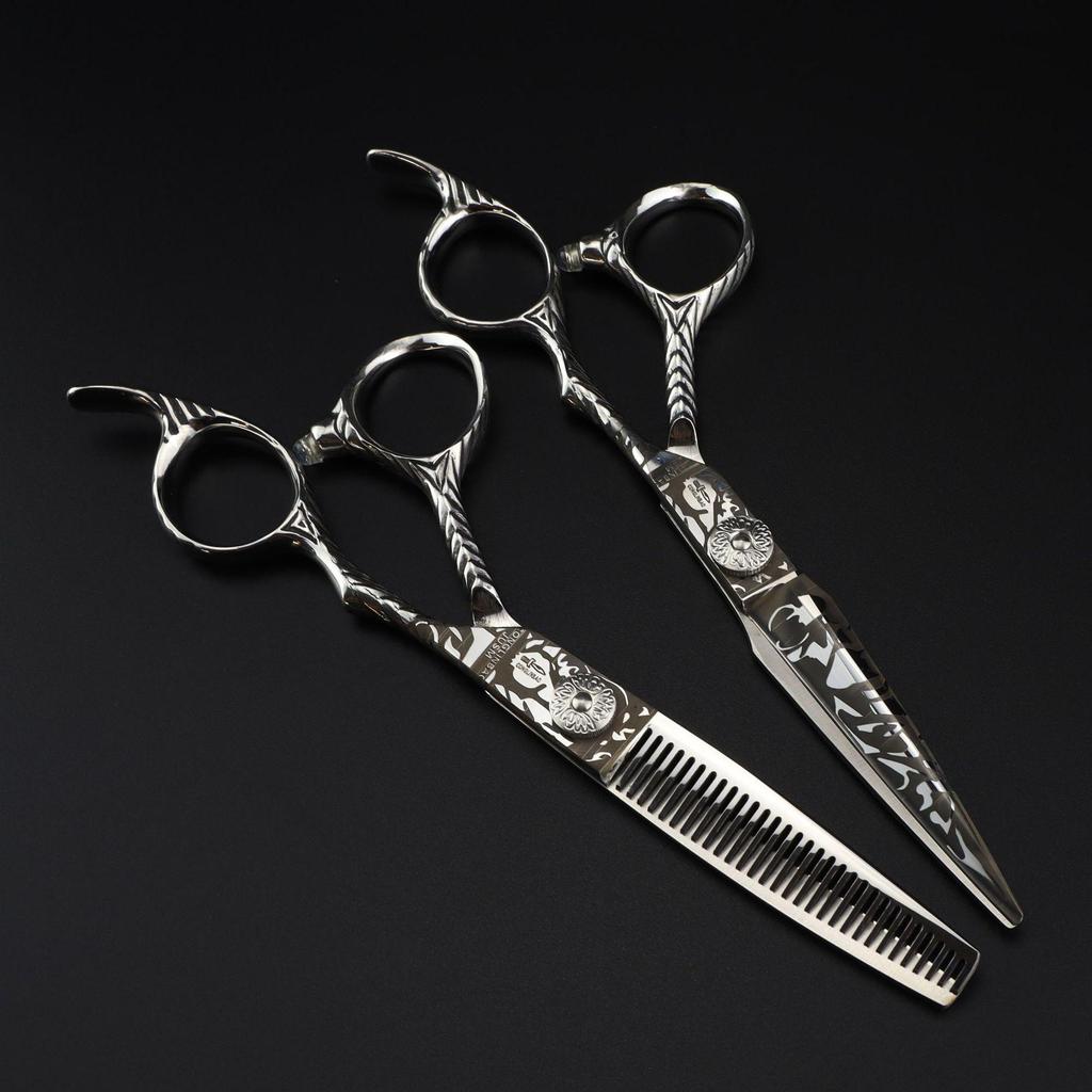 6.0-inch Damascus Pattern Hairdressing Scissors & Thinning Shears - Ancient Design