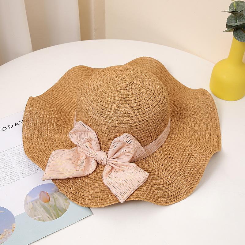 Summer Sun Hat for Women - Wide Brim with Bowknot, Breathable Straw Beach Cap, UV Protection, Fashionable Travel Accessory