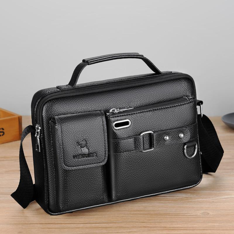 Men's Single Shoulder Bag With Pu Leather Waterproof And Durable Ideal For Daily Use Business Commute