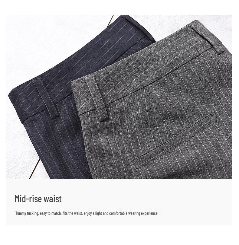 083 Women's Color-Spun Striped Professional Straight-Leg Slimming Suit Pants