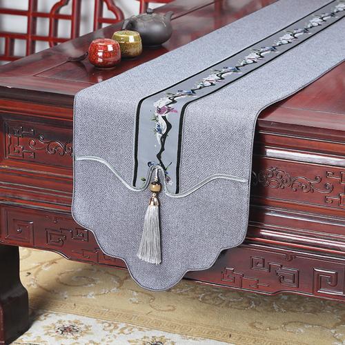 New Chinese Style Table Flag Modern Minimalist Zen Style Waterproof Tea Mat Long Tea Table Fabric Art Tablecloth