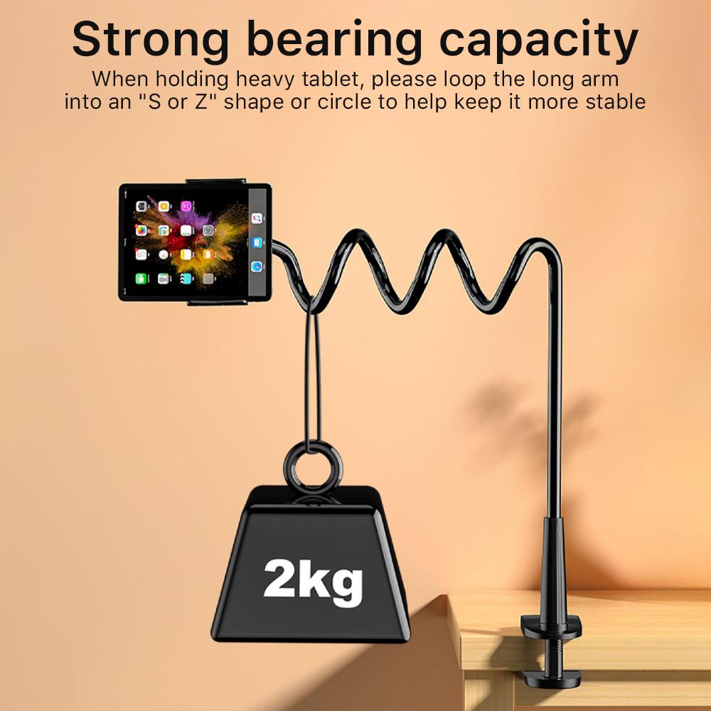 Bedside Table Tablet Stand Adjustable Long Arm Clamp Tablet Lazy Stand Suitable For iPad Samsung 4-11 Inches