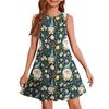 Ärmelloses Sommerkleid für Mädchen mit Aufdruck in Farbe, legeres Kleid