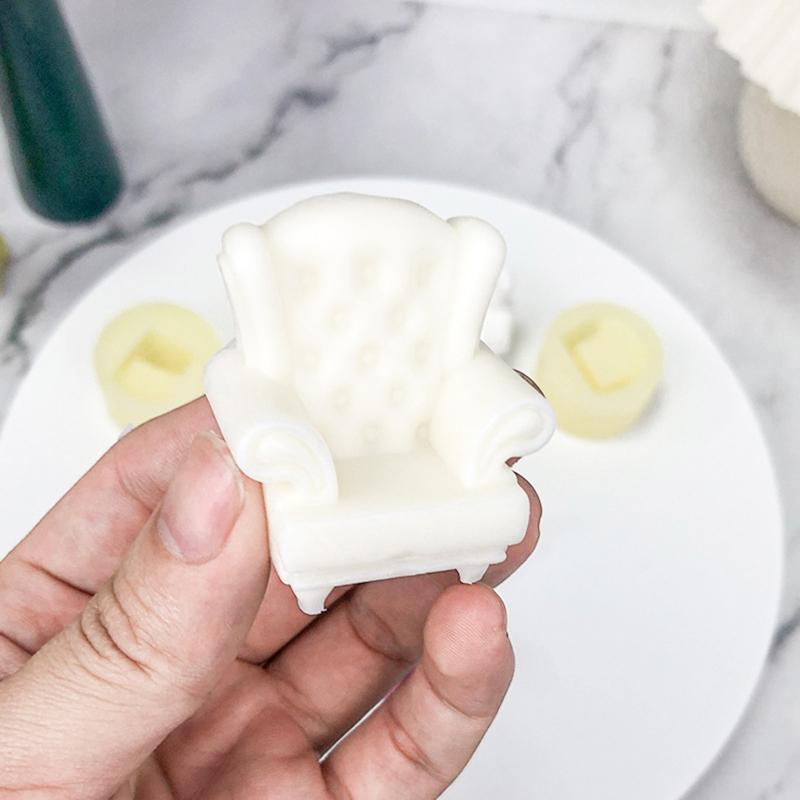 Mini Sofa Chair 3D Silicone Mold Flexible Candle Wax Soap Making Mould DIY Craft for Make Chocolates Hard Candy Dessert