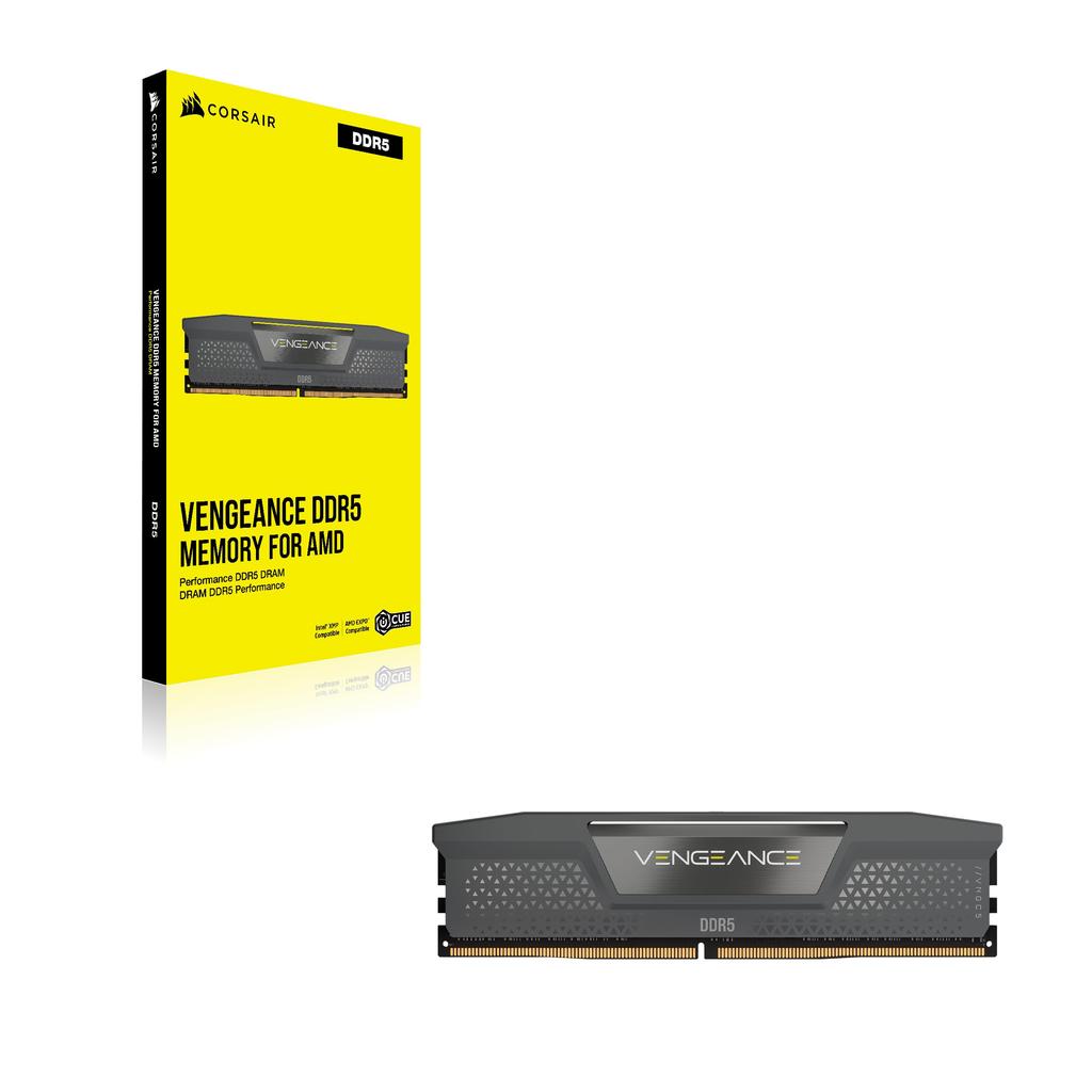 CORSAIR Desktop PC Memory VENGEANCE DDR5 Series AMD EXPO Intel XMP Memory Black x CMK32GX5M1B6000Z38 DDR5-6000MHz & Kit, 32GB, (32GB 1)