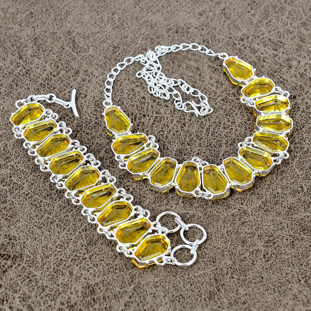 Citrine Gemstone Handmade  925 Sterling Silver Jewelry Set KKG-449