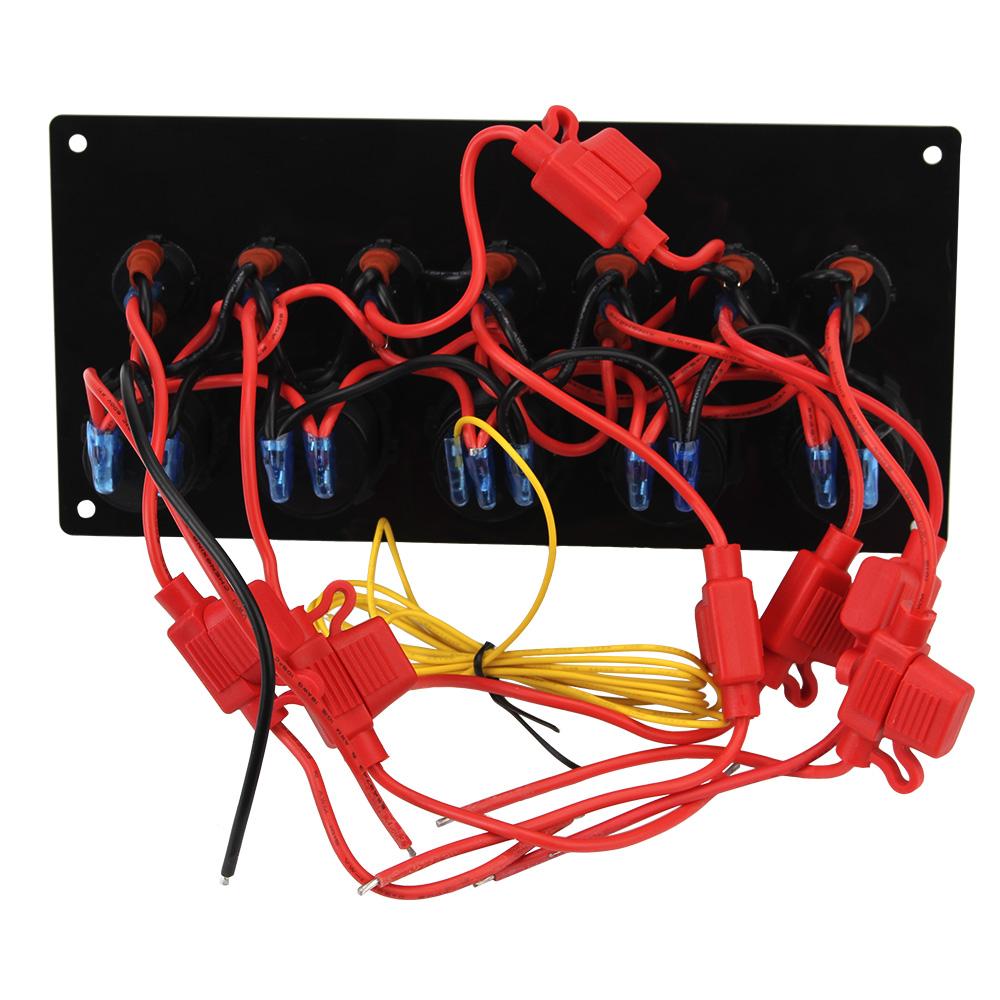 Car Switch Panel for Truck Boat RV Waterproof Dual USB Socket Charger ON-Off Rocker Toggle 7 Gang QC3.0 & PD Quick Charge