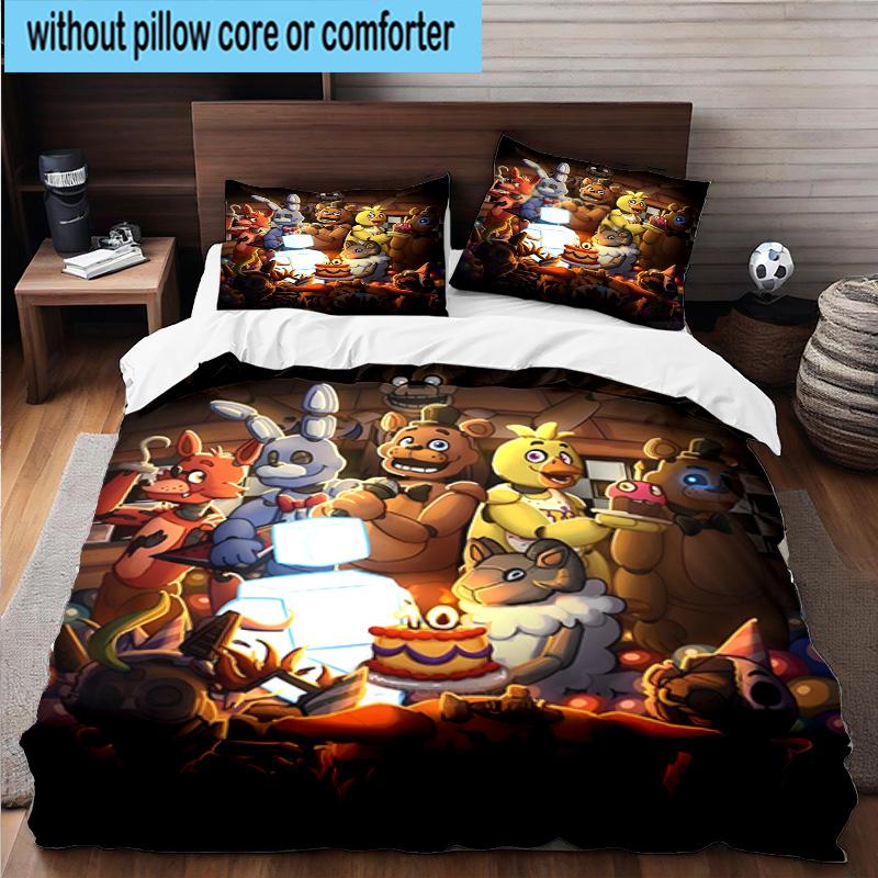 3PCS Five Nights Teddy Bear 3pcs Bedding,Including 3PCS Duvet Cover And 2pcs Pillowcases Perfect for Christmas,Ideal for Bedroom, Dormitory