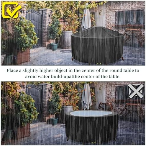 Funshot Round Patio Furniture Cover 420D Oxford Waterproof UV Resistant Outdoor Table Cover Ø160x70cm