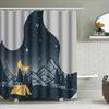 Outdoor Camping Shower Curtain Moon Stars Forest Tents Print Bath Decor Waterproof Fabric Decoration