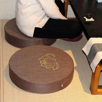 Dickes rundes Kissen Japanisches Futon Tatami Sitzkissen Yoga Erkerfenster Bodenmatte Unifarbe Baumwolle Leinen Erhöhte Hockerkissen