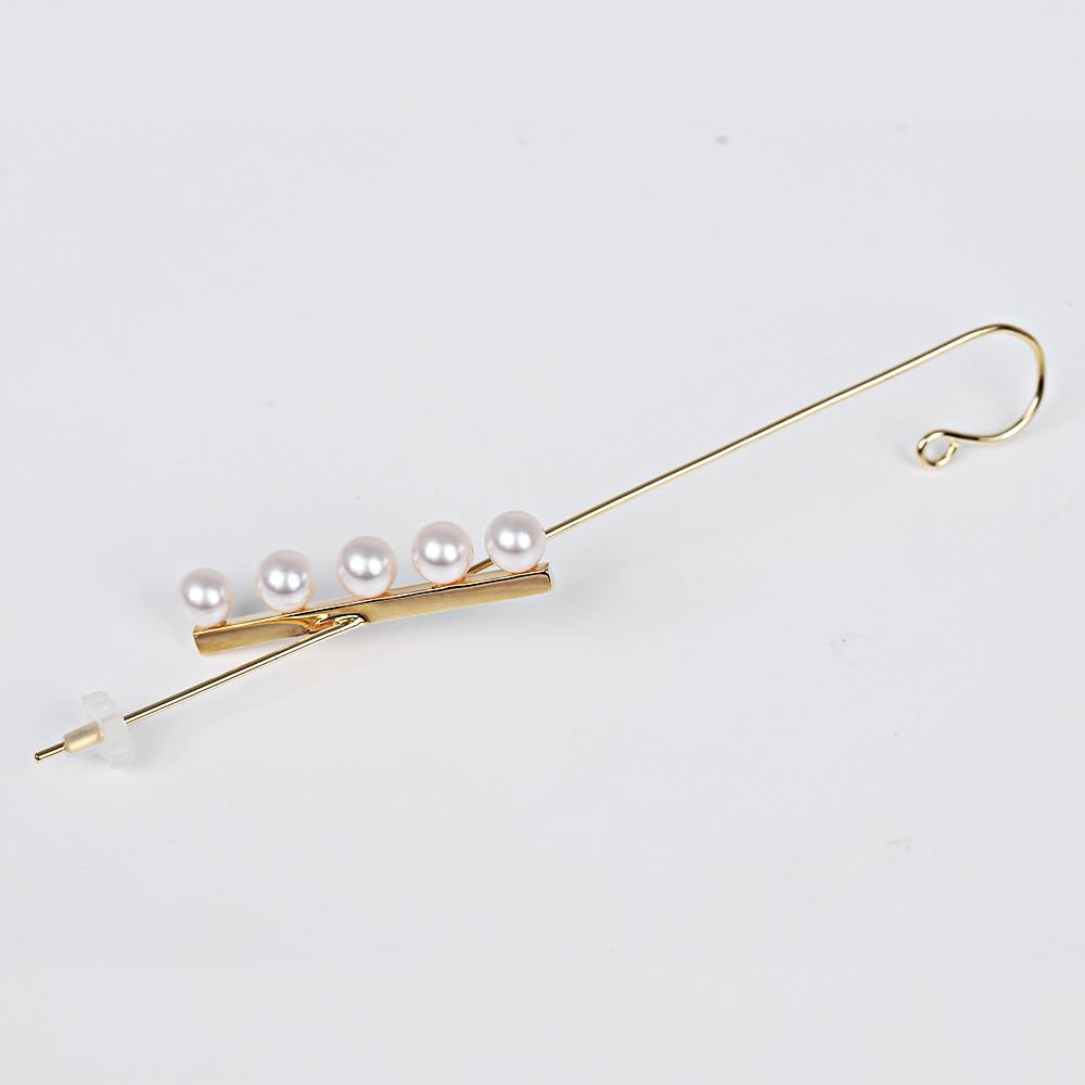 Akoya Pearl Line Pearl Earrings 4.0mm Earrings, K10, Women's, [Gift Wrapped]