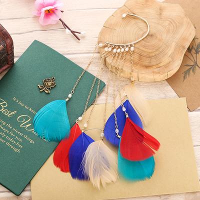 1 Pair Dangle Earrings Feather Tassels Jewelry Bohemian Long Ear Wrap Earrings Jewelry Gifts