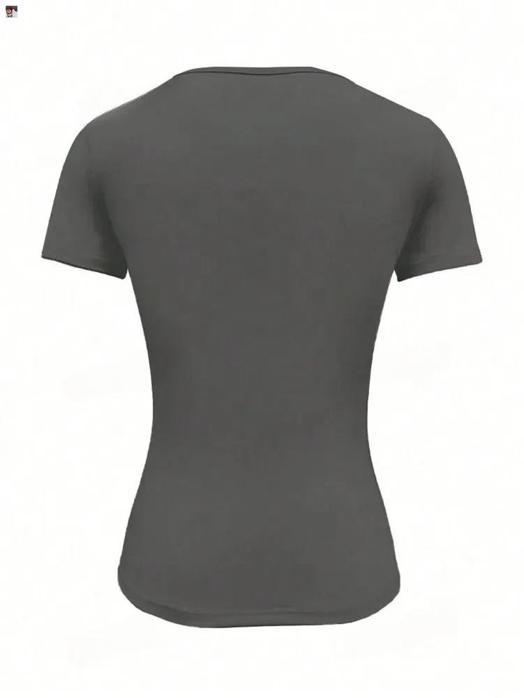 Cropped Slim-fit Round Neck Short-sleeved T-shirt
