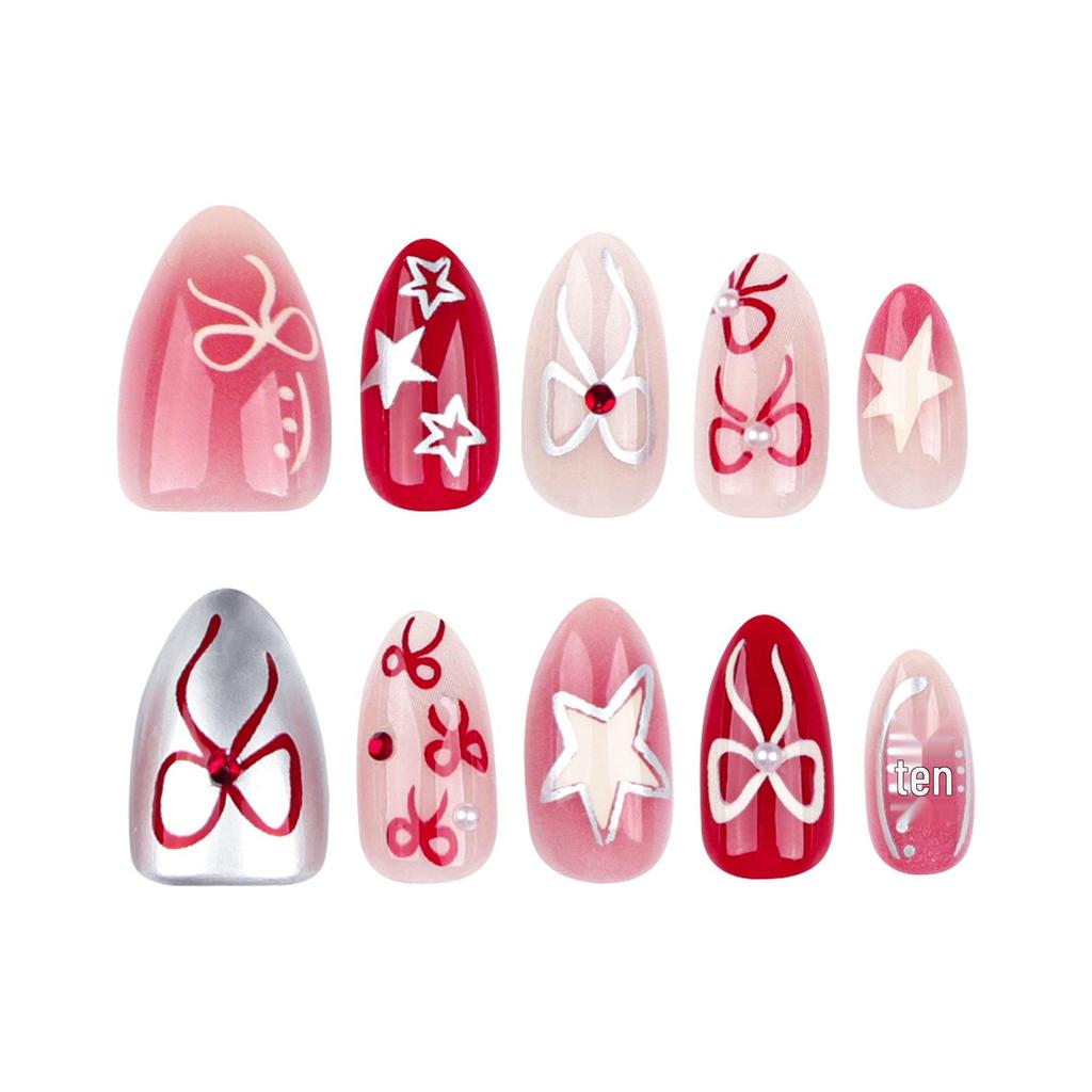 Sweet Stylish Bow Nail Art - Star Blush Wearable False Nails