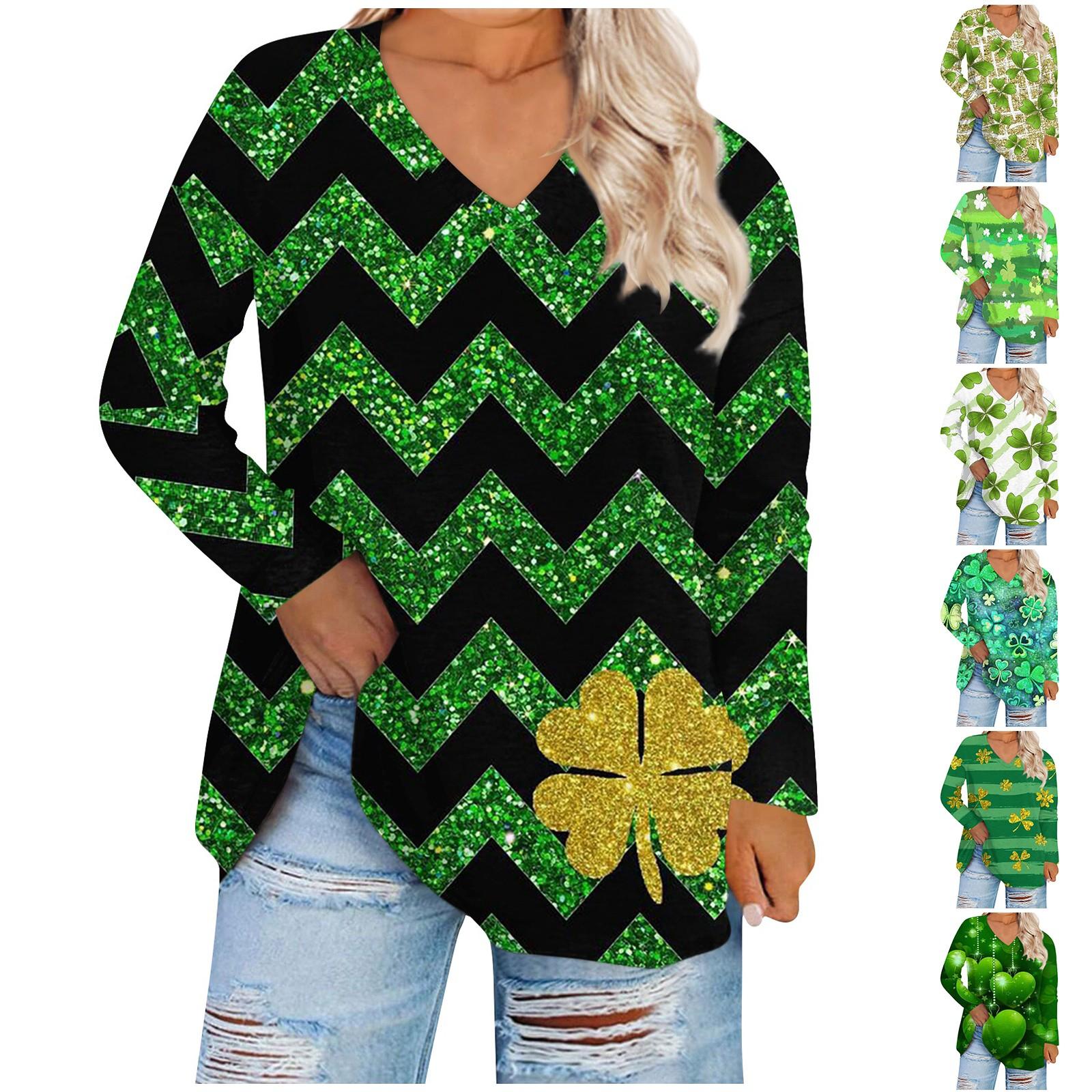 

Женский топ большого размера с v-образным вырезом, повседневные свободные удобные футболки с длинными рукавами с принтом, топы