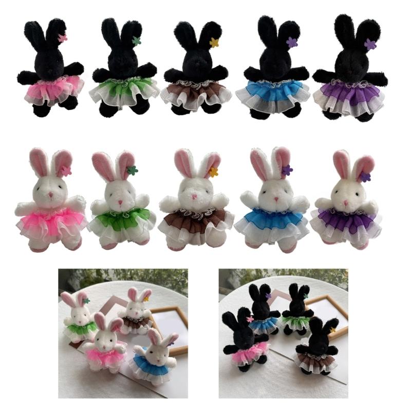 Lovely Rabbits Toy Keychain Soft Plush Pendant Key Chain Cartoon Animal Shaped Keyrings Ornament Stylish Bag Charm