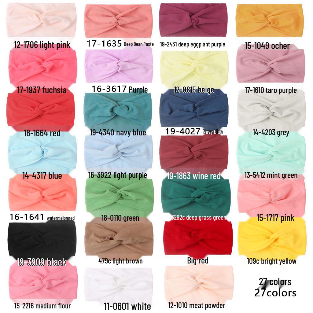 Children's Solid Color Knotted Nylon Headbands: 28 Colors Available