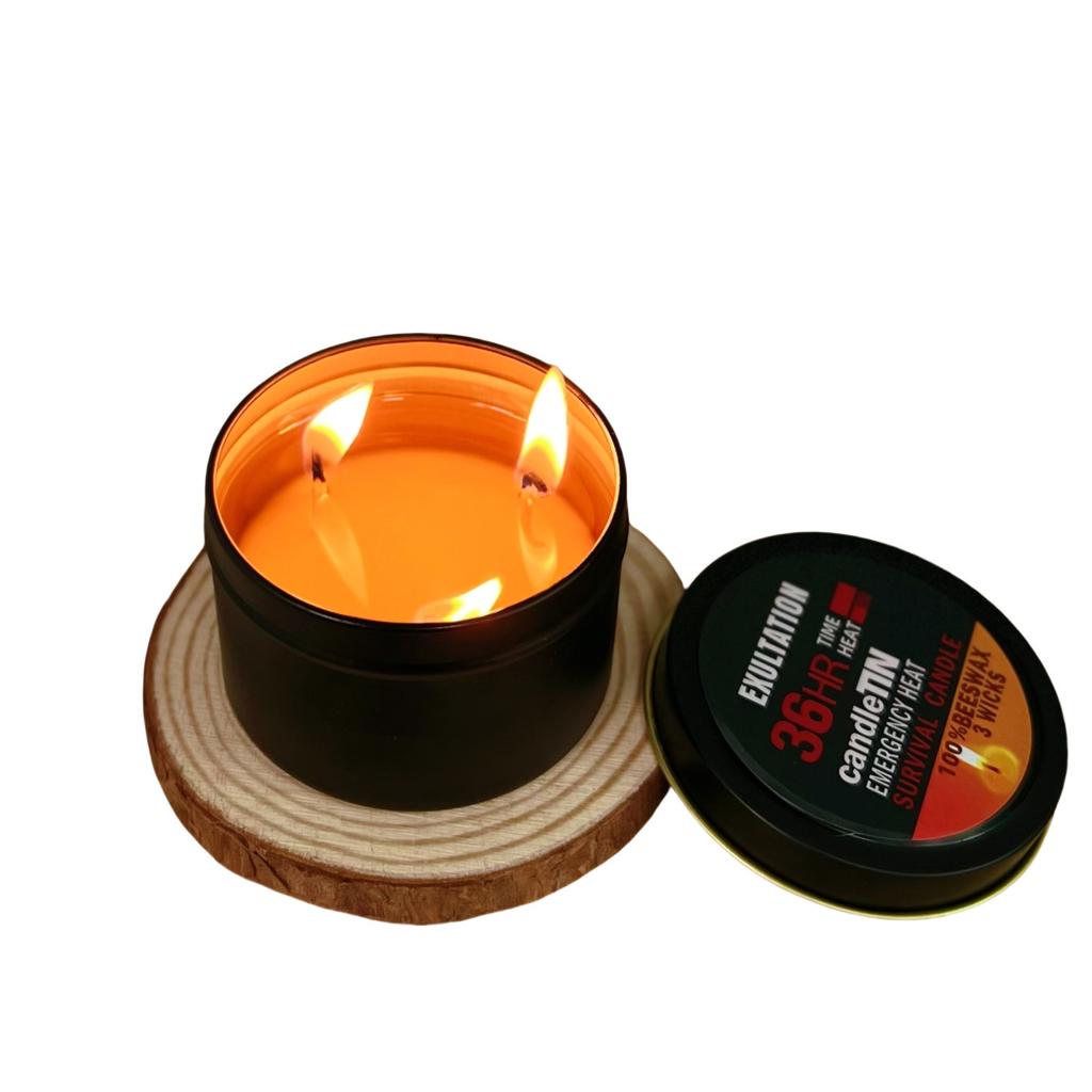 3-Wick Portable Survival Candle,Up to 36H,Burning Natural Aroma for Home,Outdoor Camping