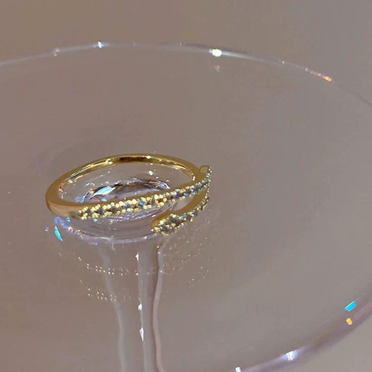 14K Gold Plated Sterling Silver Snake Ring for Women with Diamond-Set, Niche Design, Open & Luxurious Fashion Style