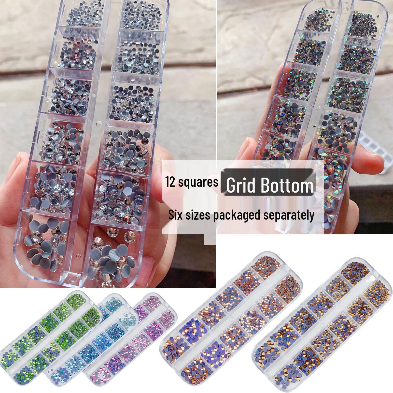 

Cross-Border 12-Grid Nail Art Rhinestone Ornaments - AB Color and Yellow Crystal