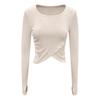 Tangjun Women's Cross-Front Long-Sleeve Yoga Knit Top