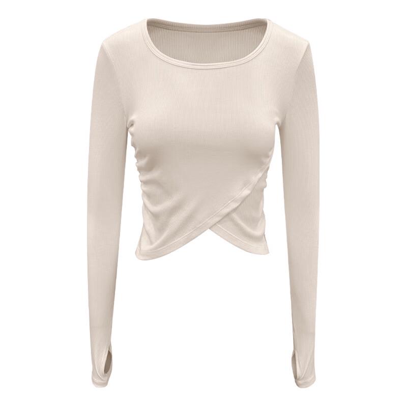 Tangjun Women's Cross-Front Long-Sleeve Yoga Knit Top