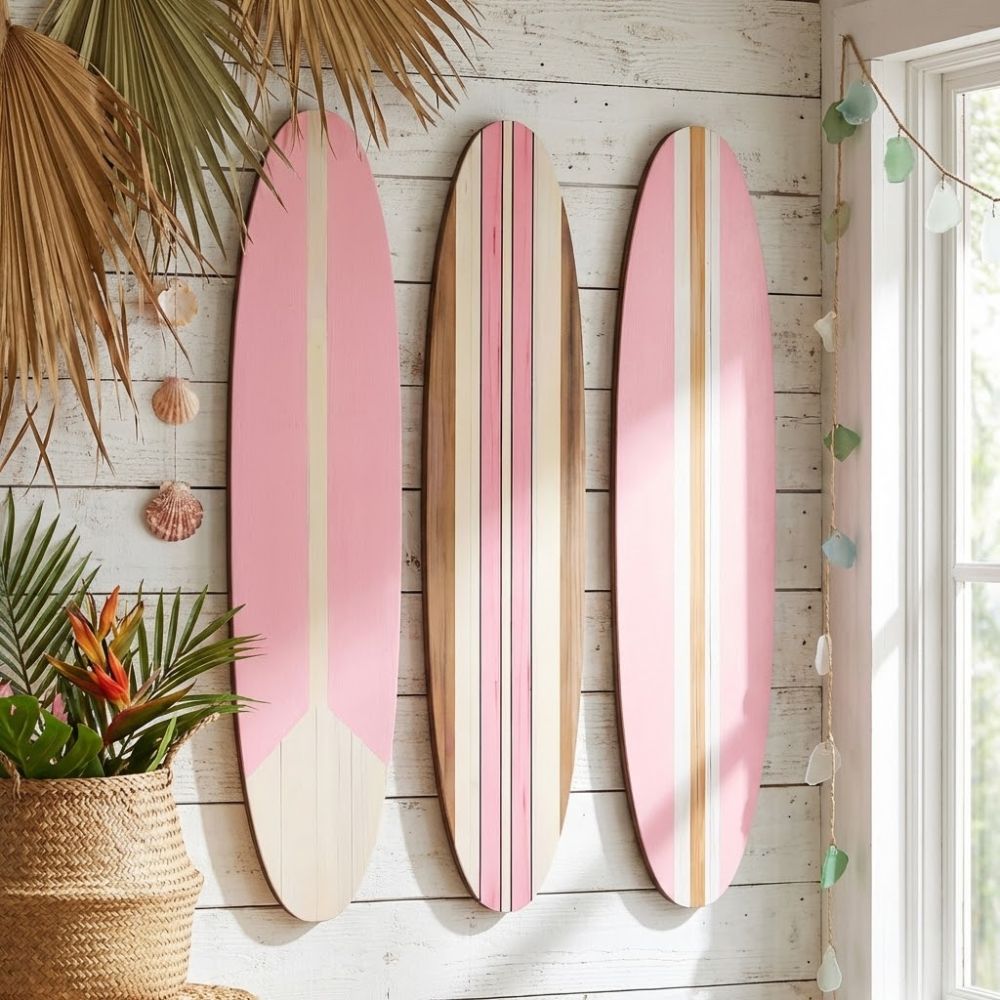 3PCS Ocean Surfboard Wall Hanging Hawaiian Style Beach Surfboard Sign Festival Decor