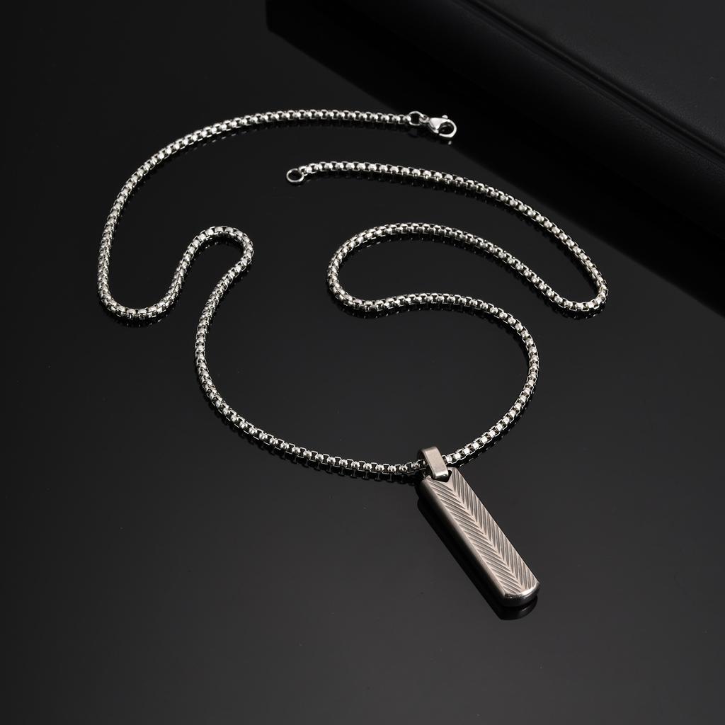 Vnox Men's Punk Vertical Pendant Necklaces, Stainless Steel Long Bar Retro Collars, Male Simple Casual Jewelry Gifts for Him