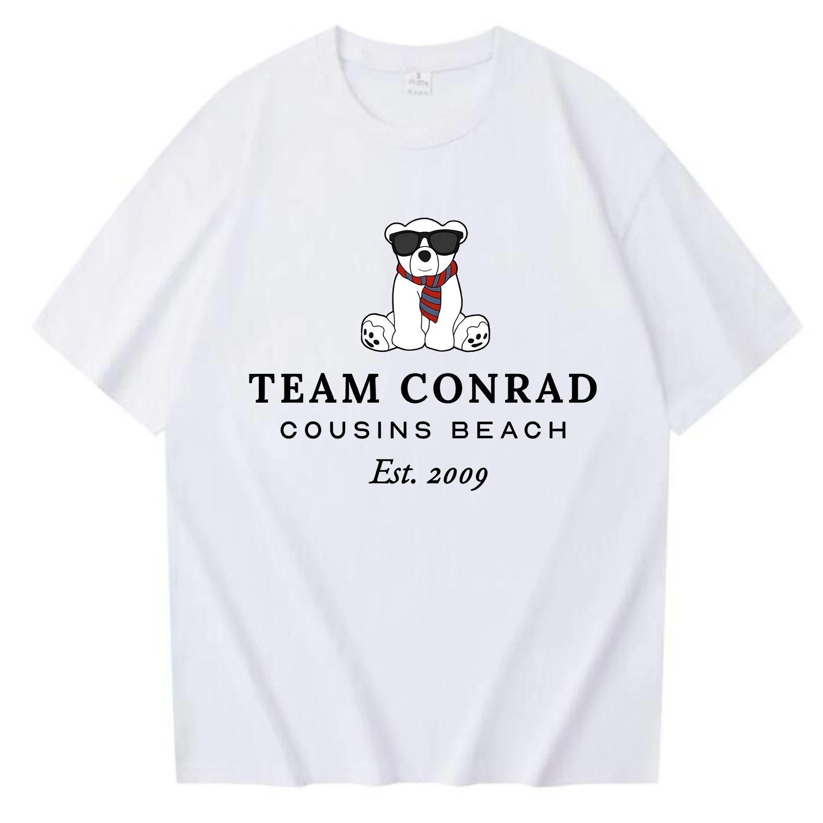 

TEAM CONRAD COUSINS BEACH Print Cotton T Shirt Fashion Casual Loose Short Sleeve Streetwear Tops Unisex Oversized M