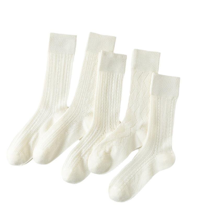 Ladies Spring and Summer Thin White Mesh Hollow Breathable Boneless Tube Cotton Socks
