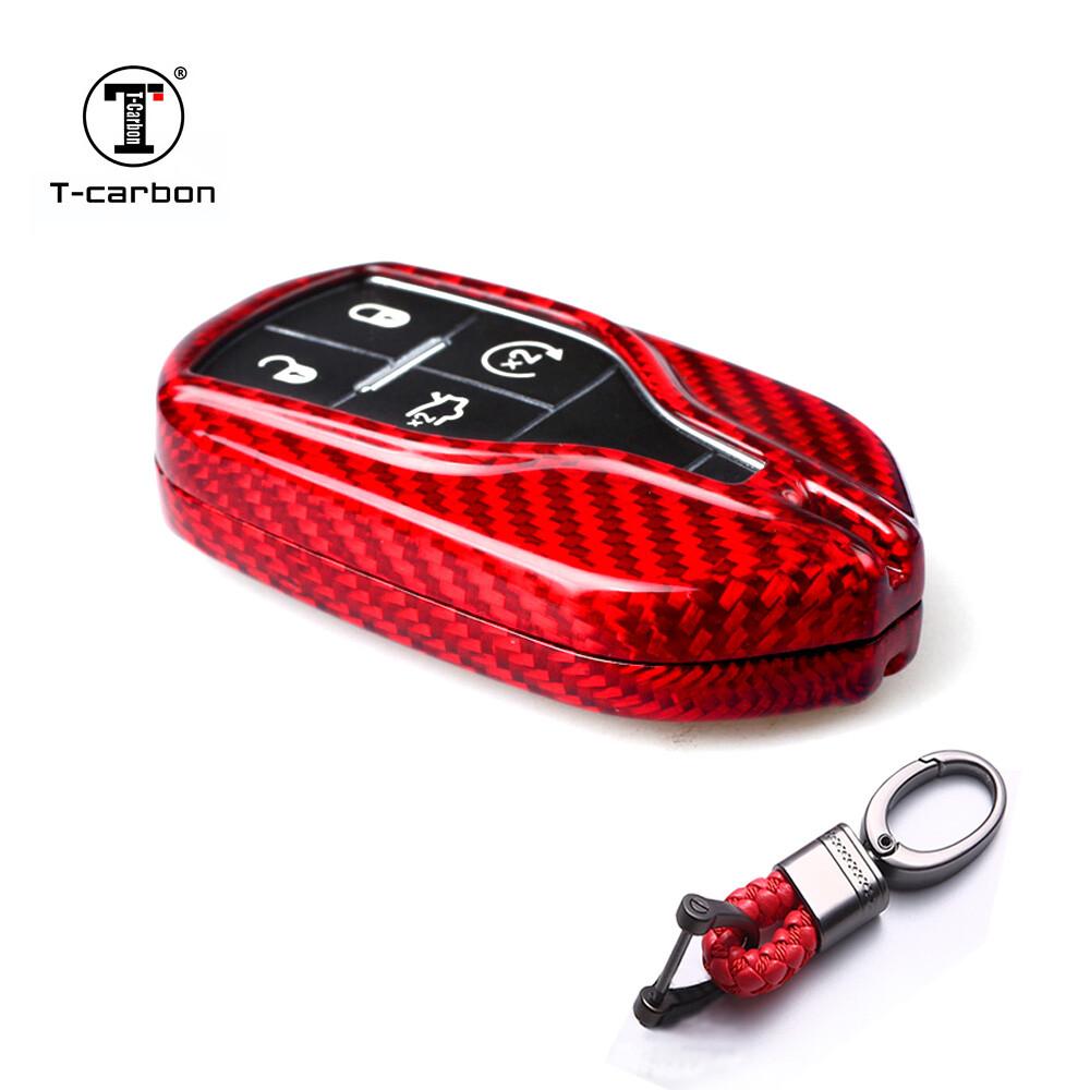Red Carbon Fiber Key Case Cover for 13+ Maserati Quattroporte Ghibli 17+ Levante