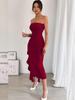2025 European & American Slim-Fit Slit Bandeau Dress: Trendy Hip-Hugging Hot Girl Fashion